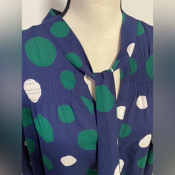 Ro & De Polka Dot Tie Neck Button Front Blouse - Picture 3 of 10